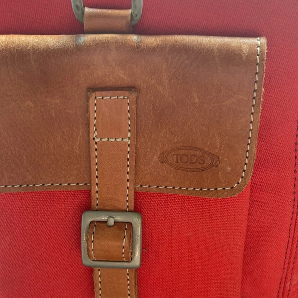 Women’s Tod’s Orange Canvas/Tan Leather Satchel Bag